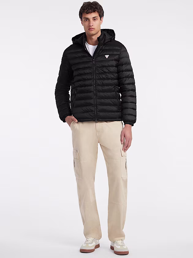 Nylon Hooded Puffer Jacket - GUESS