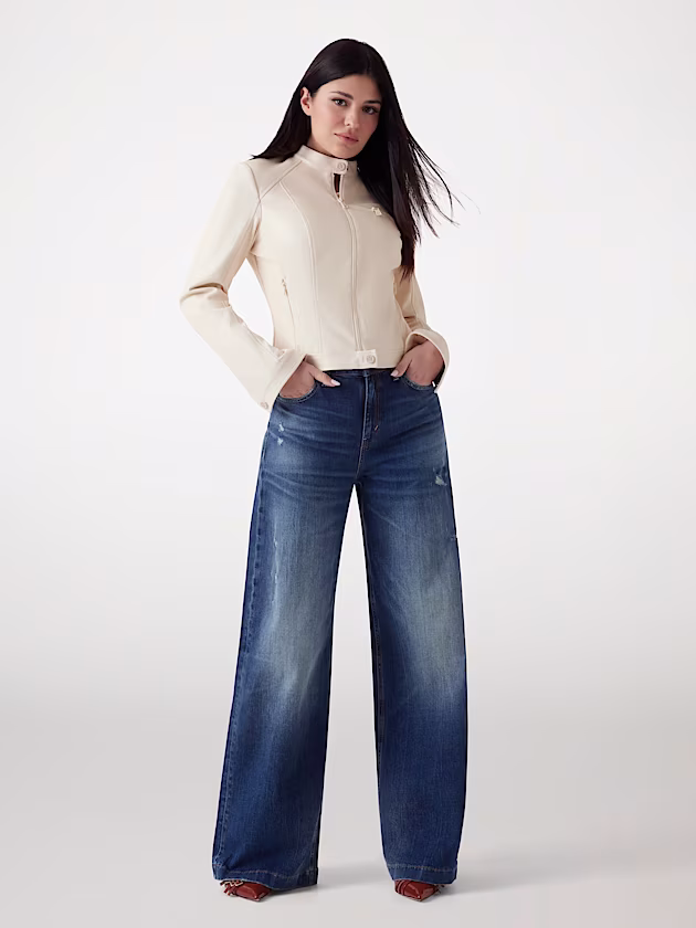 Faux leather biker jacket - GUESS