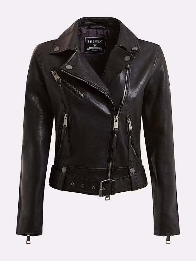 Real leather biker jacket - GUESS