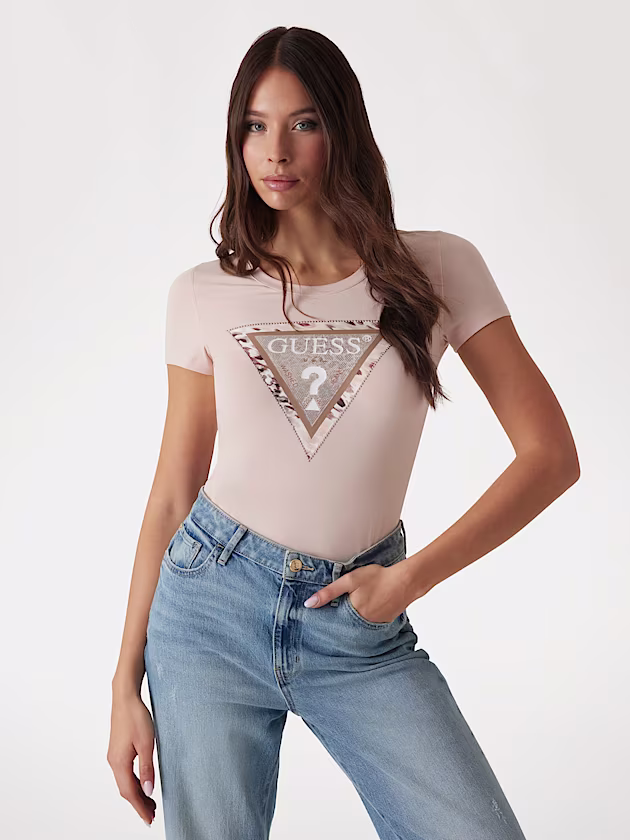 Animalier triangle logo T-shirt - GUESS