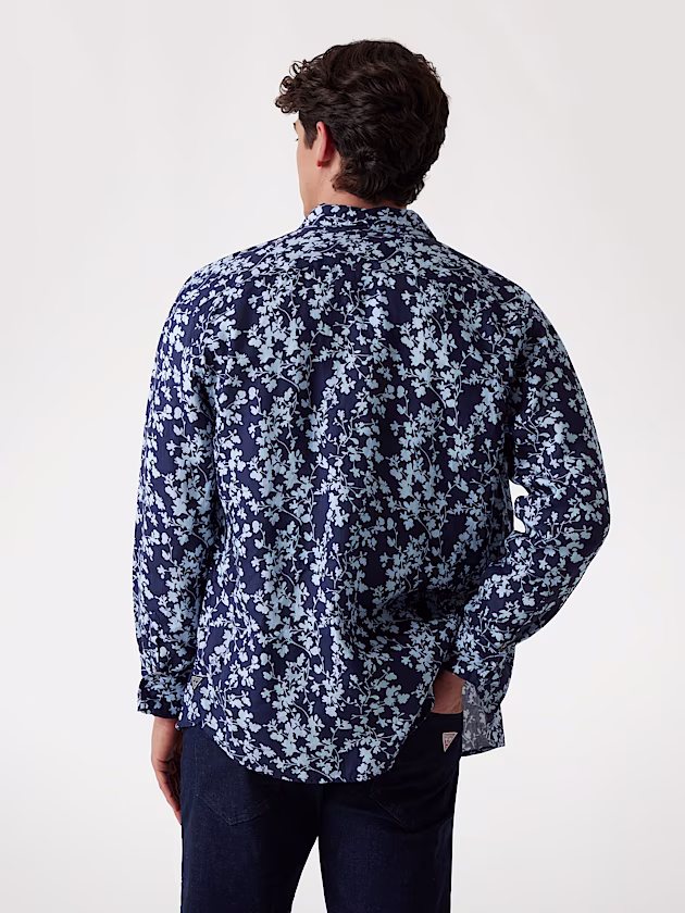 Floral print linen shirt - GUESS