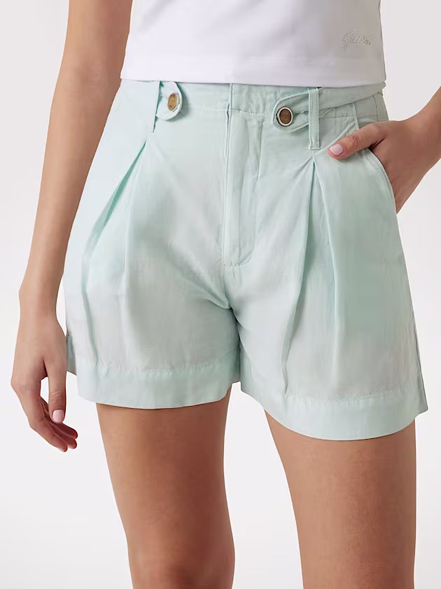 Linen-blend pleated shorts - GUESS