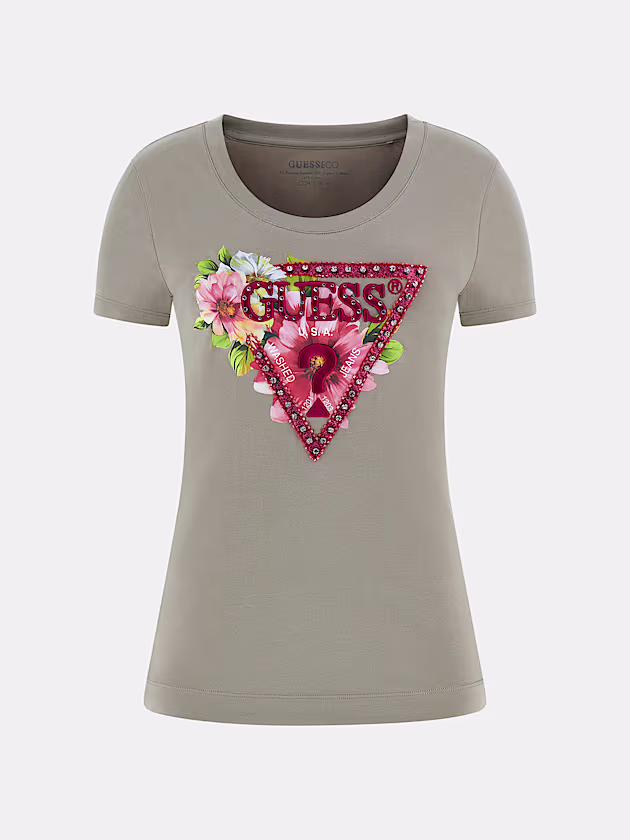 Floral triangle logo T-shirt - GUESS