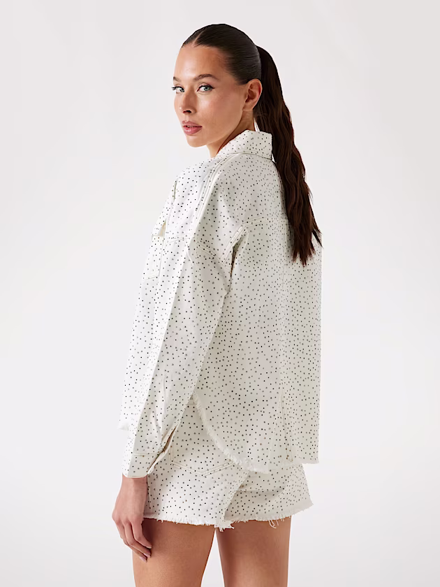 Rhinestone polka-dot denim shacket - GUESS
