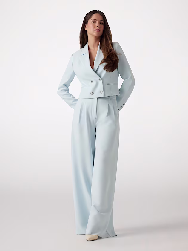 Pleated wide-leg crepon pants - GUESS