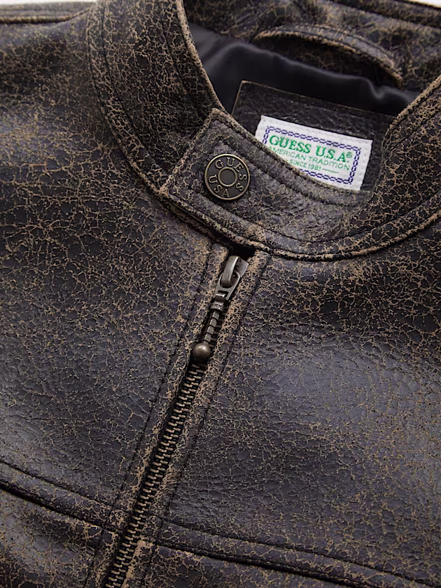 Genuine leather biker jacket - GUESS