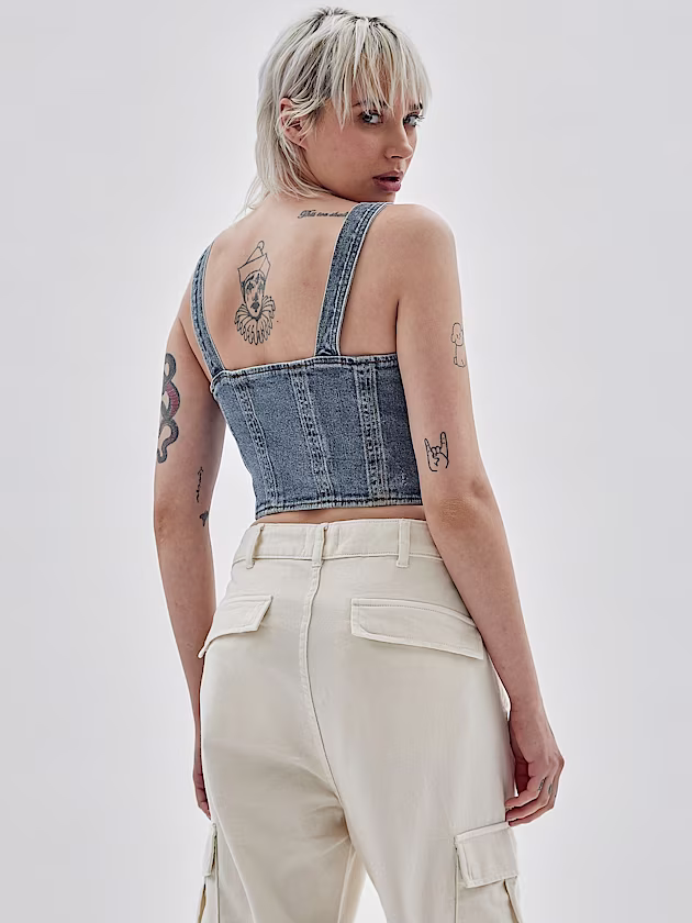 Front buttons denim bustier - GUESS