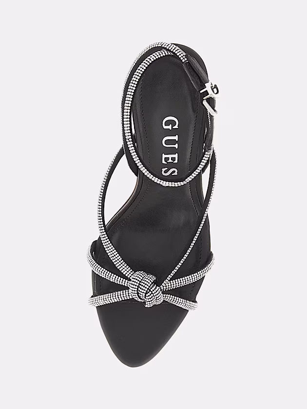 Merlot leather-blend rhinestone sandal - GUESS