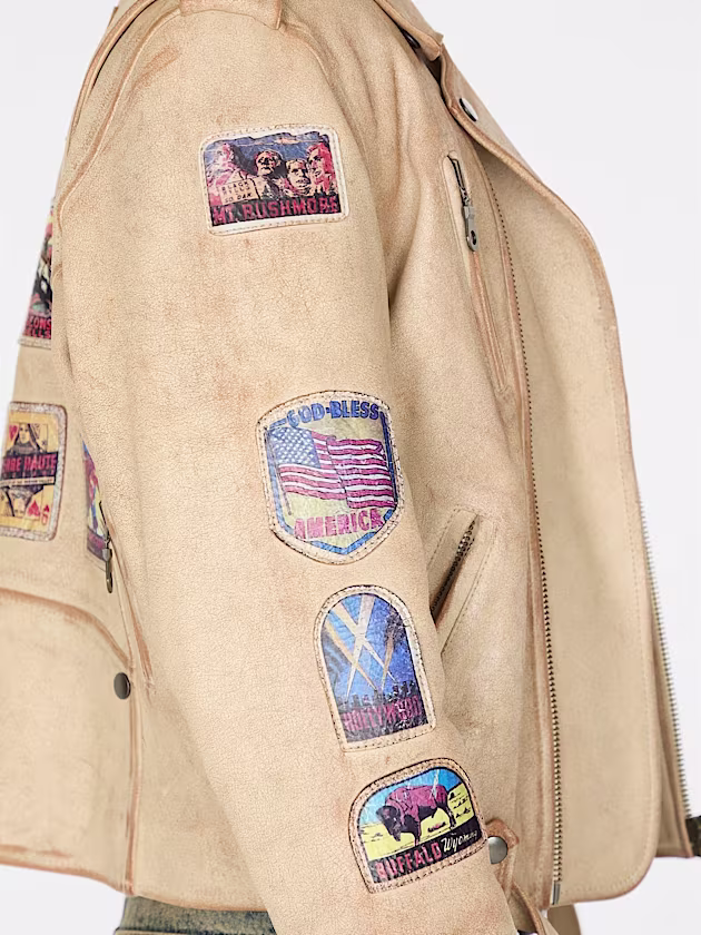 Genuine leather biker jacket - GUESS