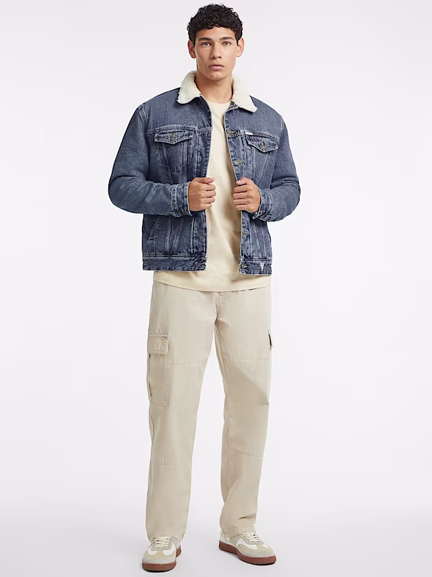 Sherpa Collar Denim Trucker Jacket - GUESS