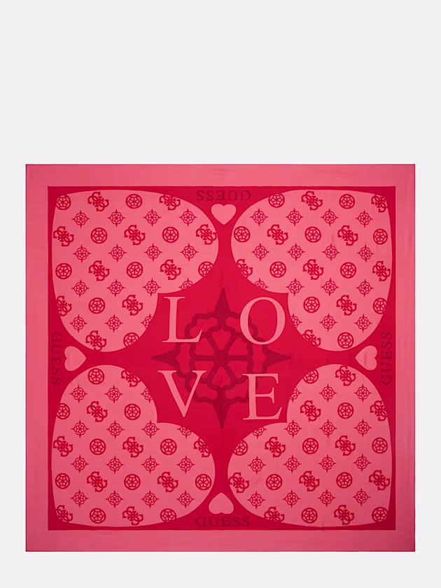 Logo and hearts viscose kefiah - GUESS