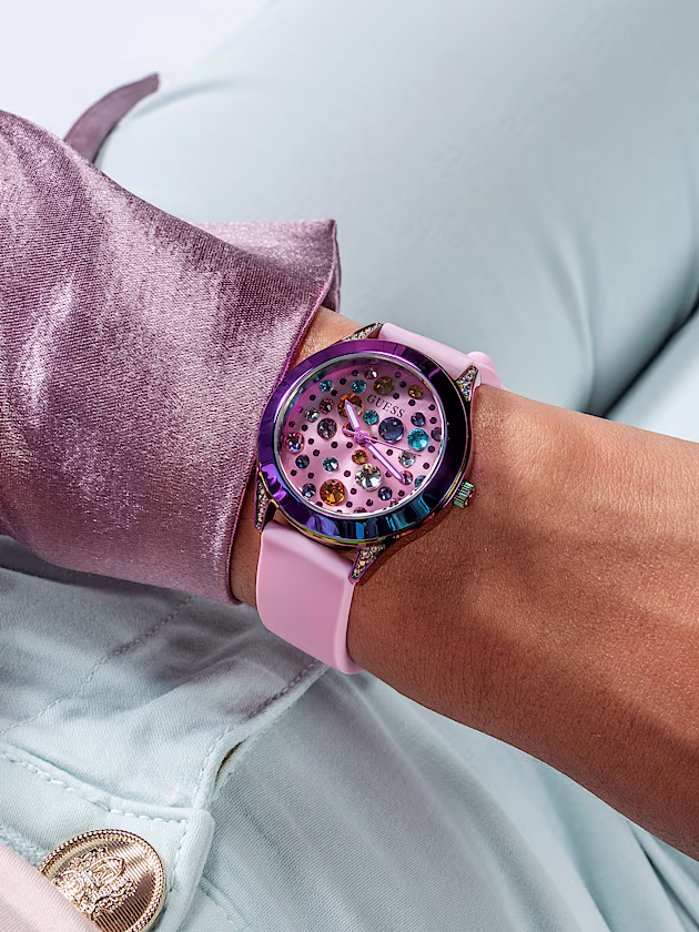 Analogue watch with crystal appliqué detailing - GUESS