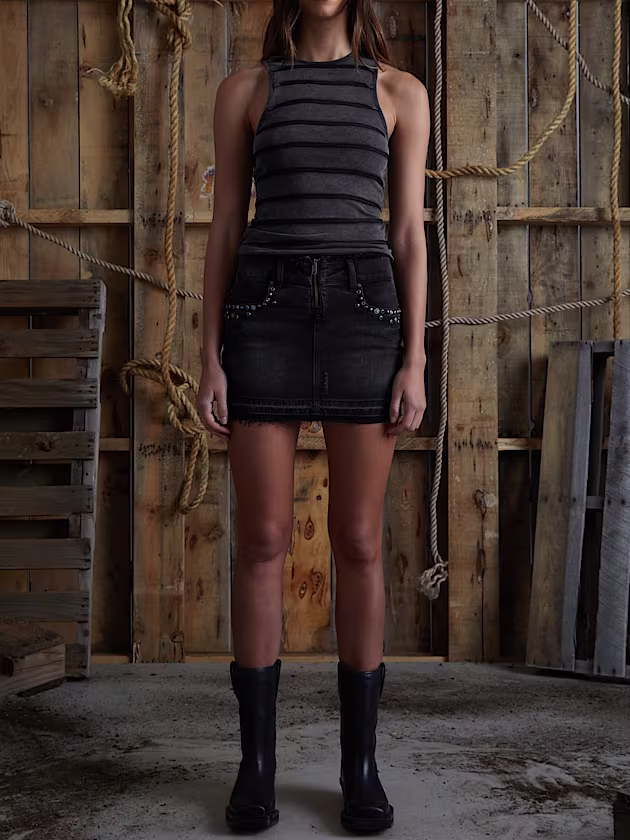 Studs denim mini skirt - GUESS