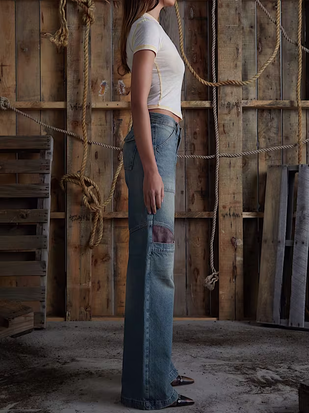 Low rise wide leg denim pant - GUESS