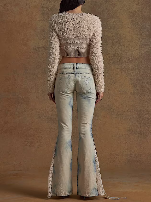 Side lace flare denim pant - GUESS