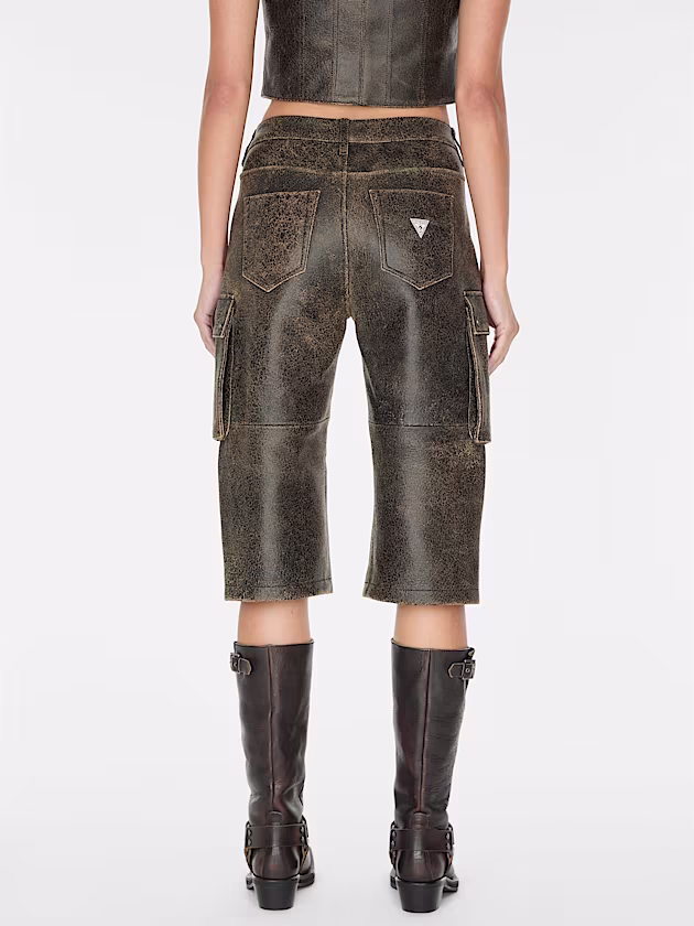 High rise wide leg leather pant - GUESS