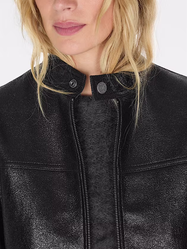 Genuine leather biker jacket - GUESS