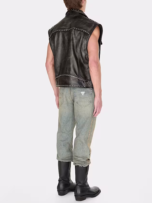 Leather vest with studs - GUESS