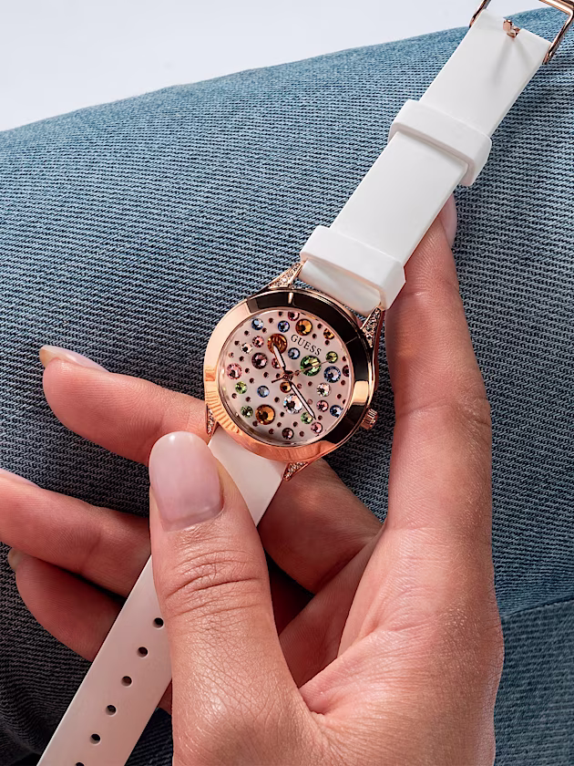 Analogue watch with crystal appliqué detailing - GUESS