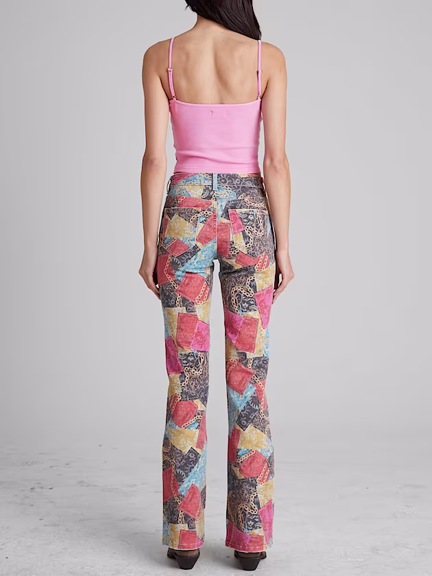 Printed Denim Flared Jeans - GUESS
