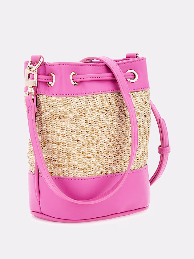 Straw mini bucket bag - GUESS