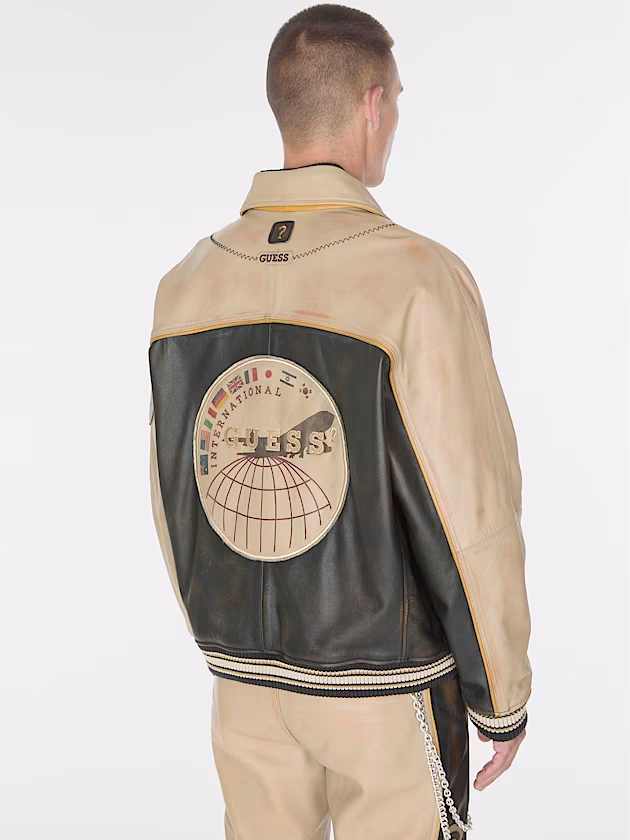 Genuine leather biker jacket - GUESS