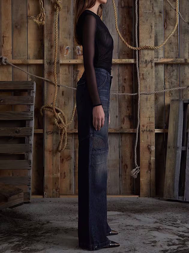 Low rise wide leg denim pant - GUESS