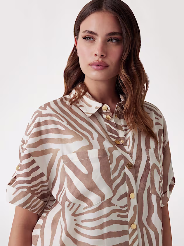 Marciano animal-print linen blend  shirt - GUESS
