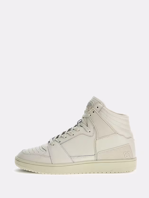 Sava Mid mixed-leather high-top sneakers - GUESS