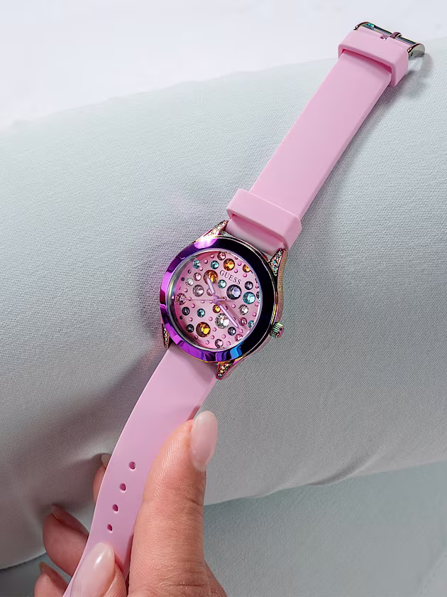 Analogue watch with crystal appliqué detailing - GUESS