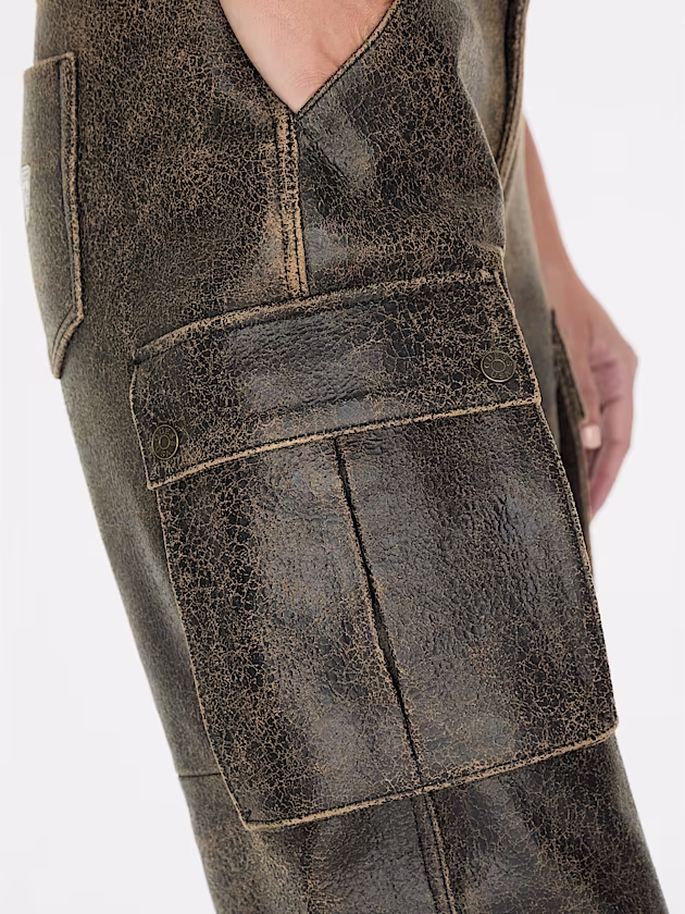 High rise wide leg leather pant - GUESS