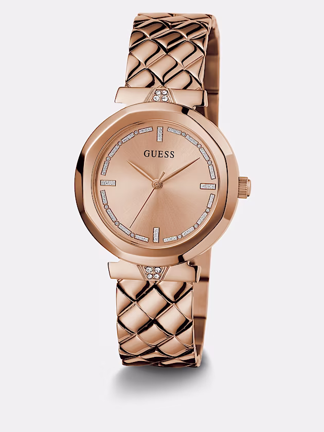 Analogue watch with crystal appliqué - GUESS