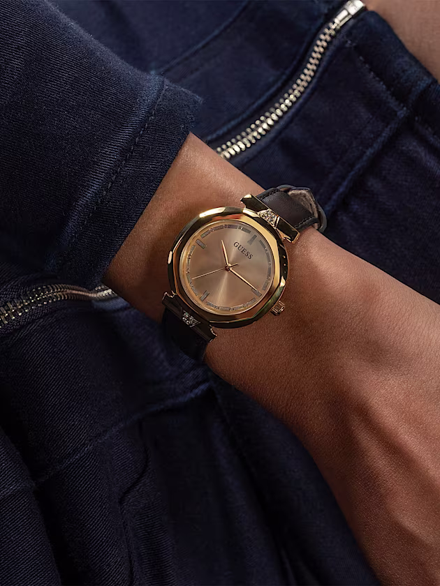 Analogue watch in genuine leather - GUESS