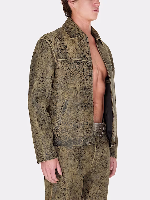 Crackled leather jacket - GUESS