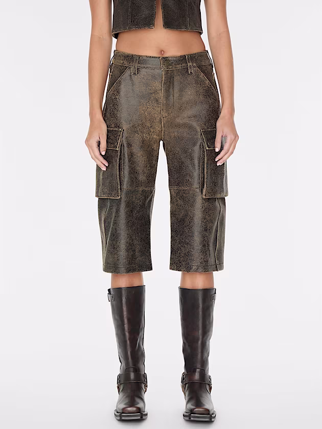 High rise wide leg leather pant - GUESS