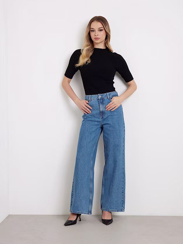 High rise wide leg denim pant - GUESS