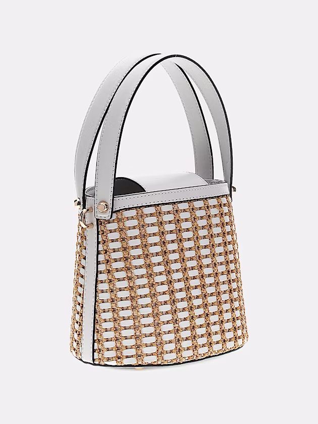 Atalia raffia mini bucket bag - GUESS