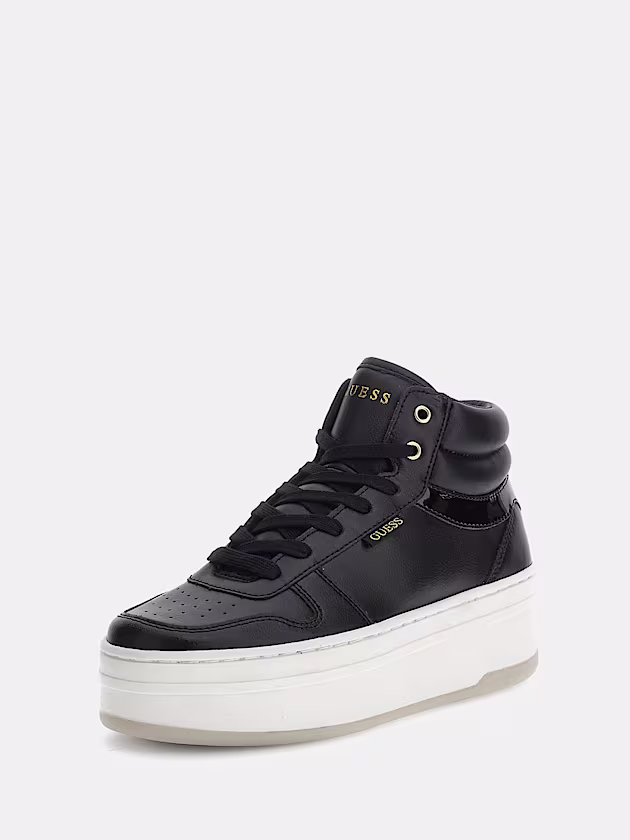 Linzy mixed-leather high sneakers - GUESS