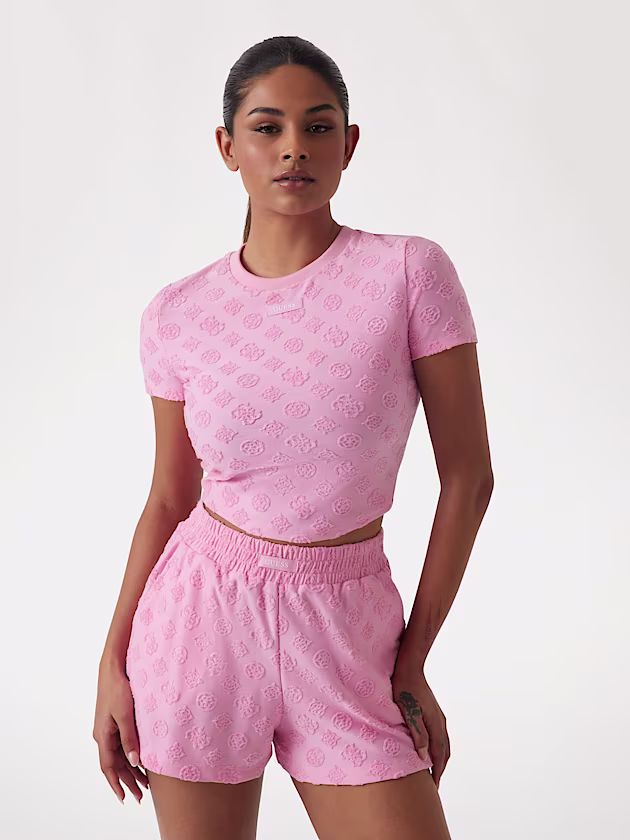 Peony and 4G logo crop top - GUESS