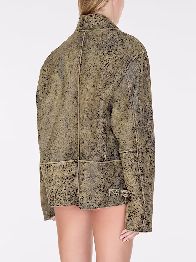 Crackled leather jacket - GUESS
