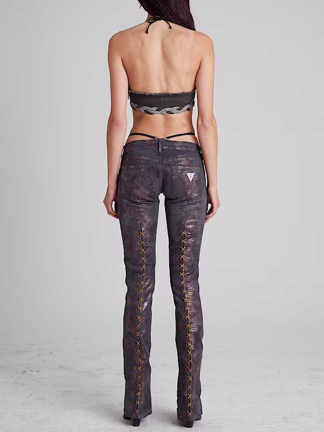 Denim Lace-Up Bra Top - GUESS