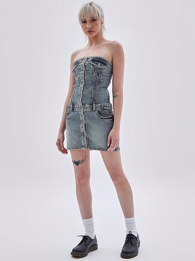 Strapless denim dress - GUESS