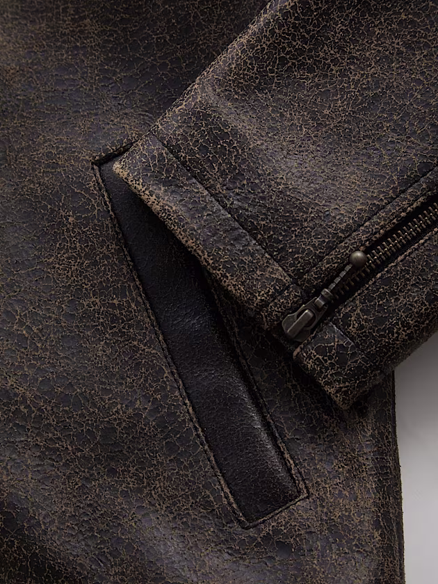 Genuine leather biker jacket - GUESS