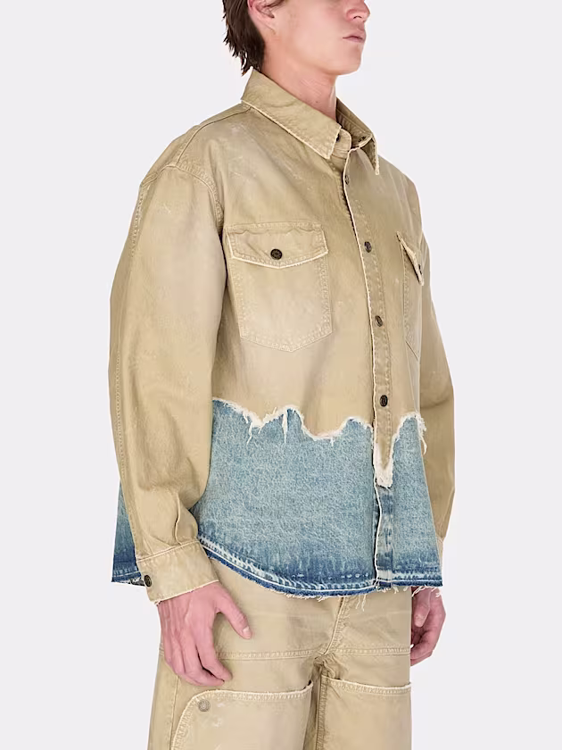 Layered distressed shirt jacket - GUESS