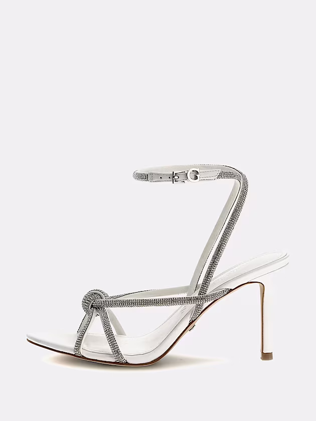 Merlot leather-blend rhinestone sandal - GUESS