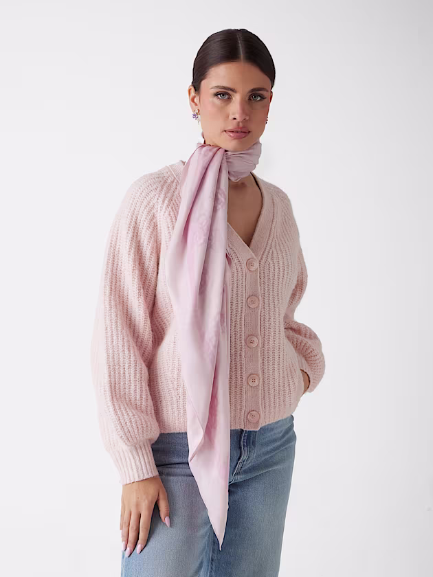 Logo and hearts viscose kefiah - GUESS