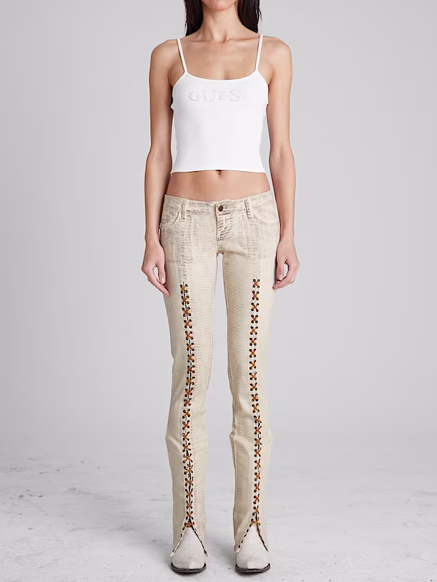 Laced Flared Denim Jeans - GUESS