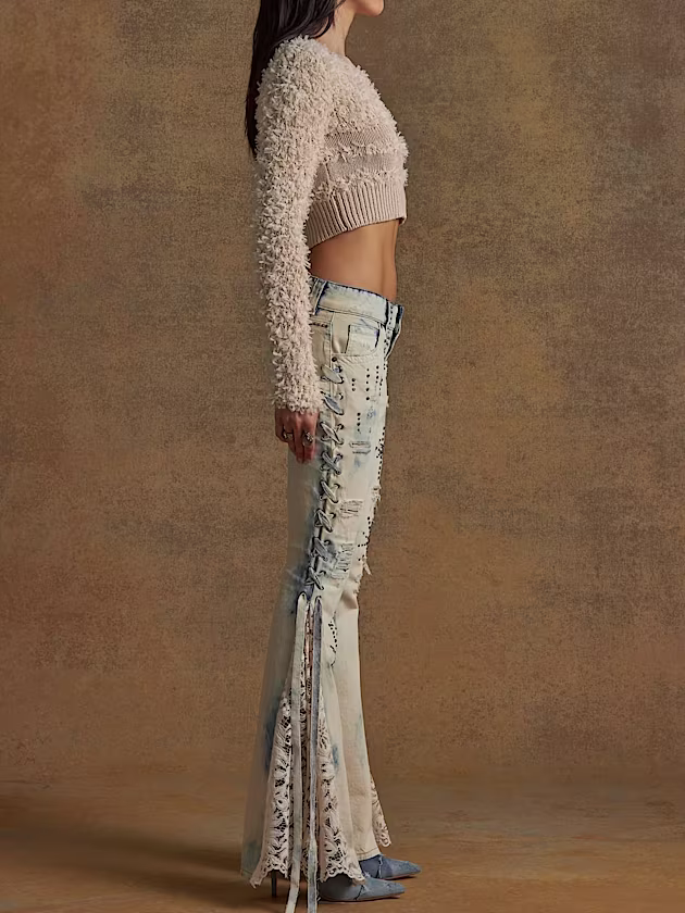 Side lace flare denim pant - GUESS