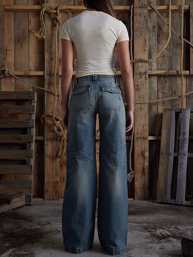 Low rise wide leg denim pant - GUESS