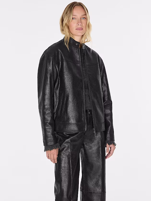 Genuine leather biker jacket - GUESS